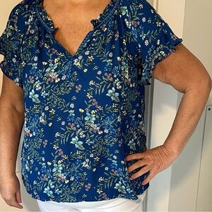 Floral Blue Women's Top